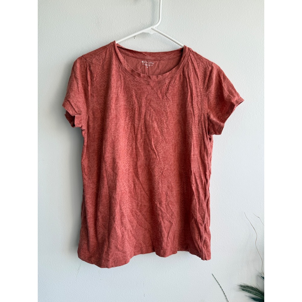 Athleta Womens Short Sleeve‎ Crew Neck Tee Heathered Rust Orange Active Top M